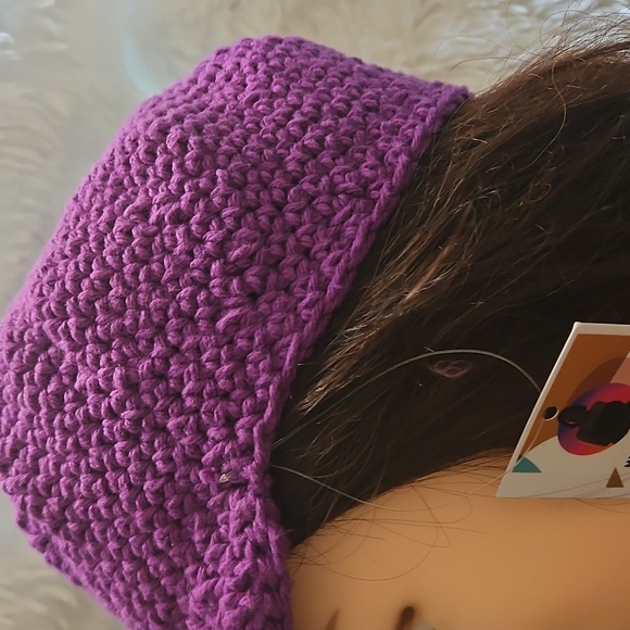 Handmade Boho Crochet Hat Cotton Floral Cap Purple Lavender Summer Werable Art - Picture 16 of 17